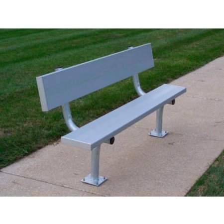 GT GRANDSTANDS BY ULTRAPLAY 12' Aluminum Team Bench with Back and Galvanized Steel Frame, Surface Mount BE-PH01200